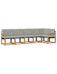 Set di divani da esterno 6 pcs Bianco e Grigio Chiaro 2