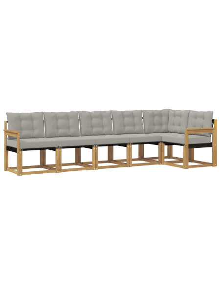 Set di divani da esterno 6 pcs Bianco e Grigio Chiaro