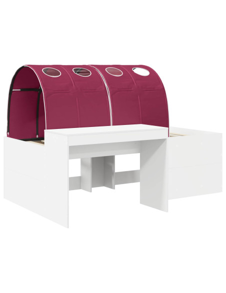 Letto con Tunnel 3 pcs Bianco e Rosso Legno multistrato