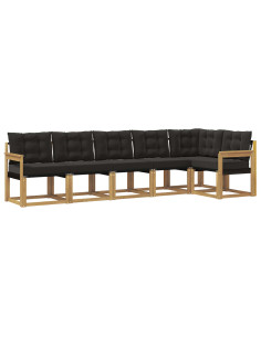 Set di divani da esterno con cuscino 6 pcs Bianco e Nero 2