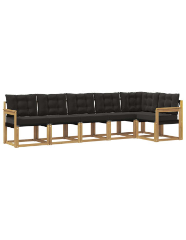 Set di divani da esterno con cuscino 6 pcs Bianco e Nero