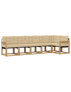 Set di divani da esterno con cuscino 6 pcs Bianco e Beige 2