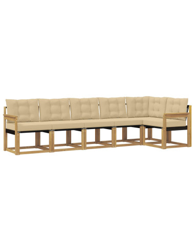 Set di divani da esterno con cuscino 6 pcs Bianco e Beige