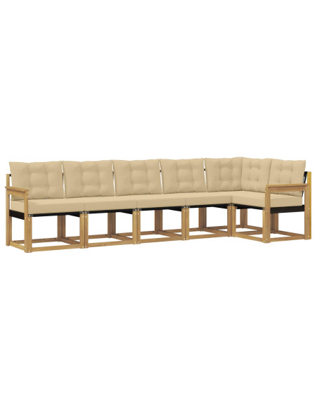 Set di divani da esterno con cuscino 6 pcs Bianco e Beige