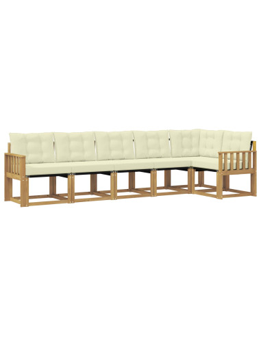 Set di divani da esterno con cuscino 6 pcs Bianco e Crema
