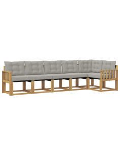 Set di divani da esterno 6 pcs Bianco e Grigio Chiaro 2