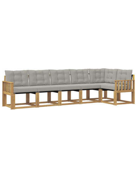Set di divani da esterno 6 pcs Bianco e Grigio Chiaro