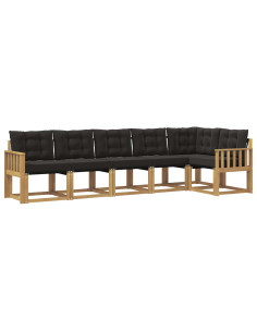 Set di divani da esterno con cuscino 6 pcs Bianco e Nero 2