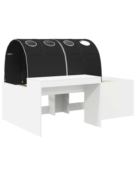 Letto con Tunnel 4 pcs Bianco e Nero Legno ingegnerizzato