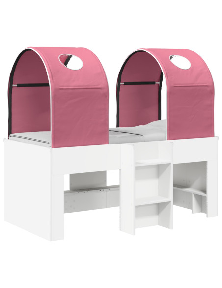 Letto con Tunnel 4 pcs Bianco e Rosa Legno ingegnerizzato