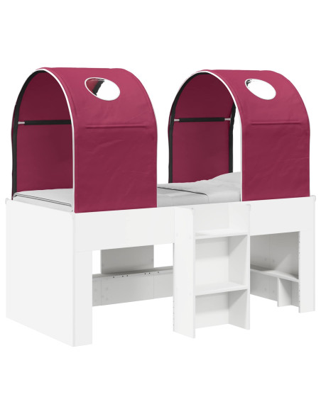 Letto con Tunnel 4 pcs Bianco e Rosso Legno ingegnerizzato