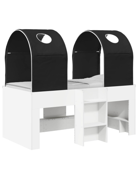 Letto con Tunnel 4 pcs Bianco e Nero Legno ingegnerizzato