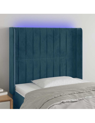 Testiera a LED Blu Scuro 93x16x118/128 cm in Velluto