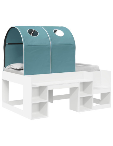 Letto con Tunnel 4 pcs Bianco e azzurro Legno ingegnerizzato