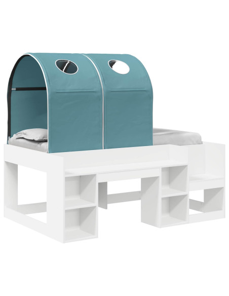 Letto con Tunnel 4 pcs Bianco e azzurro Legno ingegnerizzato