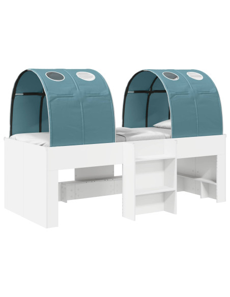 Letto con Tunnel 4 pcs Bianco e azzurro Legno ingegnerizzato