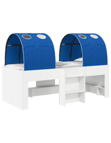 Letto con Tunnel 4 pcs Bianco e Blu Legno ingegnerizzato