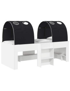 Letto Alto per Bambini con Tunnel Bianco e Nero