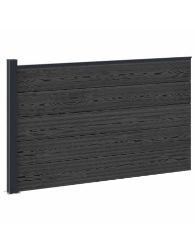 Pannello di Recinzione WPC e Alluminio Nero