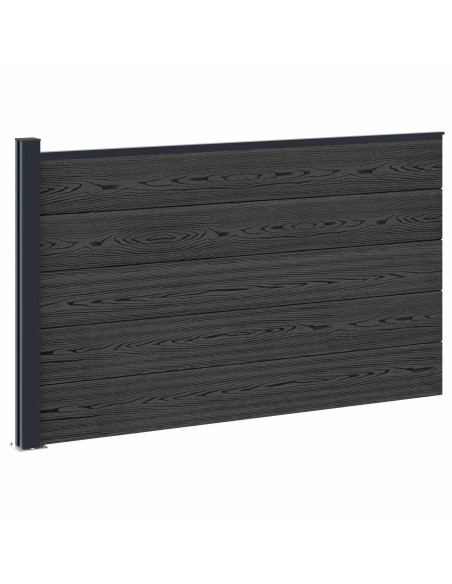 Pannello di Recinzione WPC e Alluminio Nero