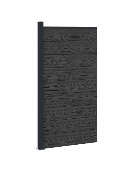 Pannello di Recinzione WPC e Alluminio Nero