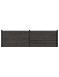 Pannello di Recinzione 2 pcs WPC e Alluminio Nero