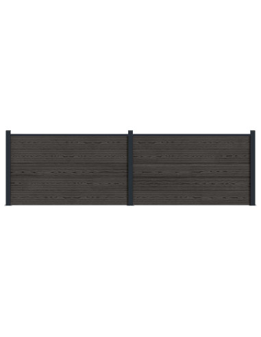 Pannello di Recinzione 2 pcs WPC e Alluminio Nero