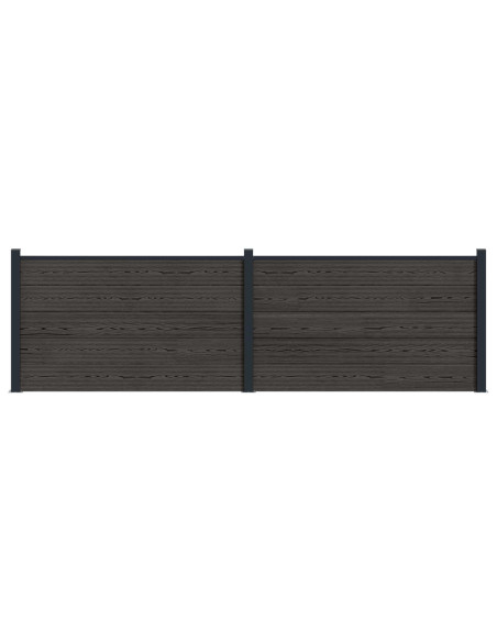 Pannello di Recinzione 2 pcs WPC e Alluminio Nero