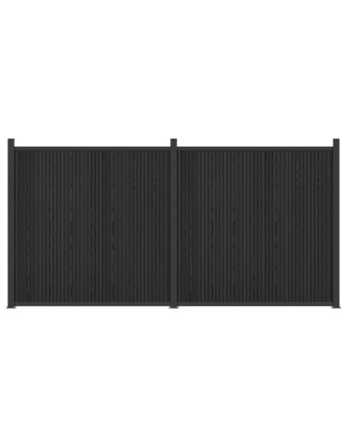 Pannello di Recinzione 2 pcs WPC e Alluminio Nero