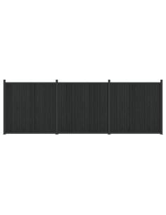 Pannello di Recinzione 3 pcs WPC e Alluminio Nero