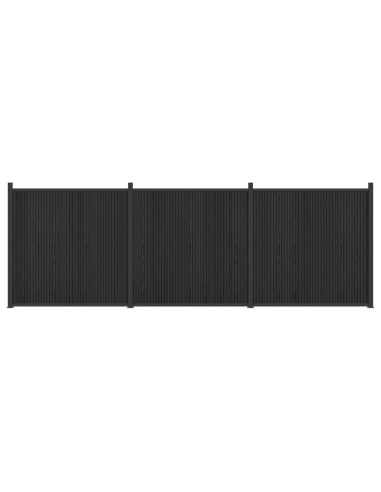 Pannello di Recinzione 3 pcs WPC e Alluminio Nero