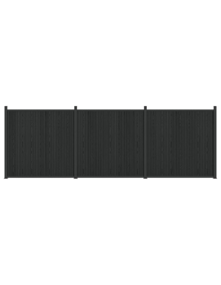 Pannello di Recinzione 3 pcs WPC e Alluminio Nero