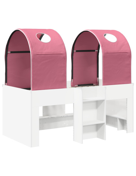 Letto con Tunnel 4 pcs Bianco e Rosa Legno ingegnerizzato