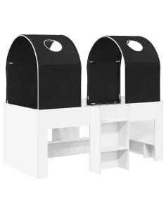 Letto con Tunnel 4 pcs Bianco e Nero Legno ingegnerizzato 2