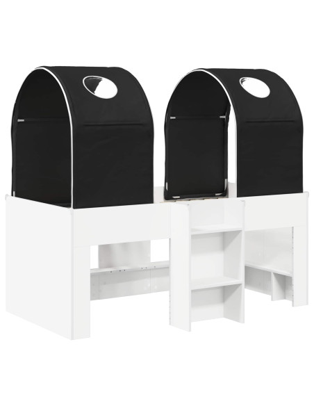 Letto con Tunnel 4 pcs Bianco e Nero Legno ingegnerizzato