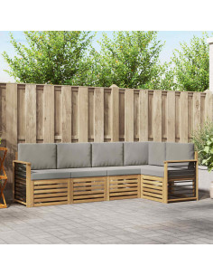 Set di divani da esterno 5 pcs Bianco e Grigio Chiaro