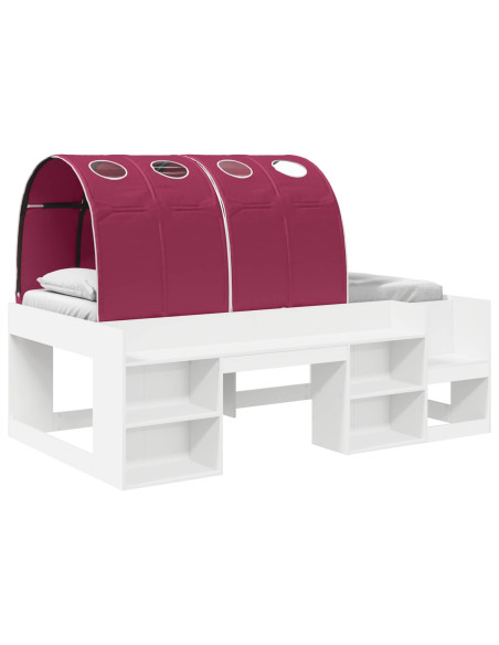 Letto con Tunnel 3 pcs Bianco e Rosso Legno multistrato