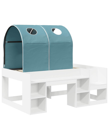 Letto con Tunnel 4 pcs Bianco e azzurro Legno ingegnerizzato