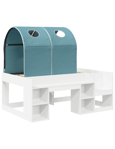 Letto con Tunnel 4 pcs Bianco e azzurro Legno ingegnerizzato