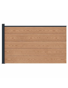Pannello di Recinzione WPC e Alluminio Marrone 2