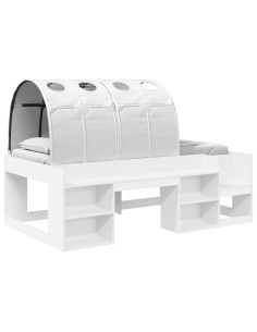 Letto con Tunnel con lo scaffale 3 pcs Bianco Legno multistrato