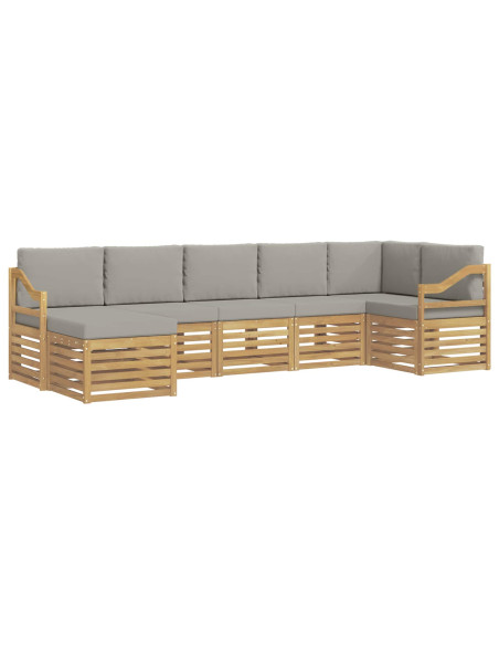 Set di divani da esterno 7 pcs Bianco e Grigio Chiaro