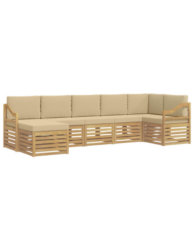 Set di divani da esterno 7 pcs Bianco e Beige