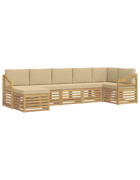 Set di divani da esterno 7 pcs Bianco e Beige