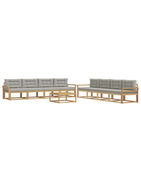 Set di divani da esterno 9 pcs Bianco e Grigio Chiaro