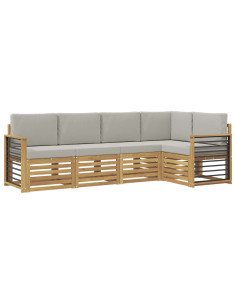 Set di divani da esterno 5 pcs Bianco e Grigio Chiaro 2