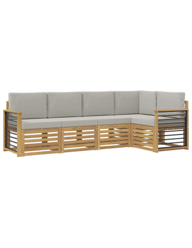 Set di divani da esterno 5 pcs Bianco e Grigio Chiaro