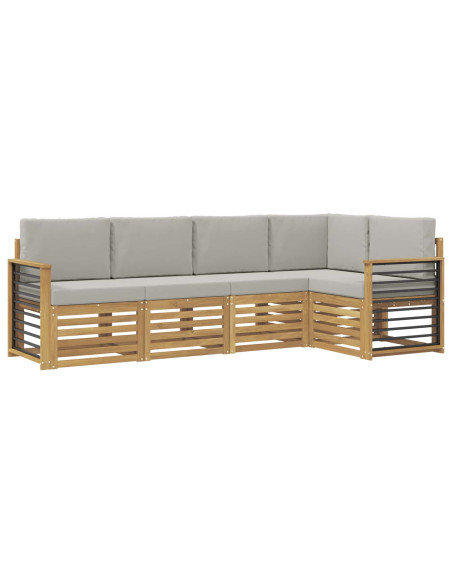 Set di divani da esterno 5 pcs Bianco e Grigio Chiaro
