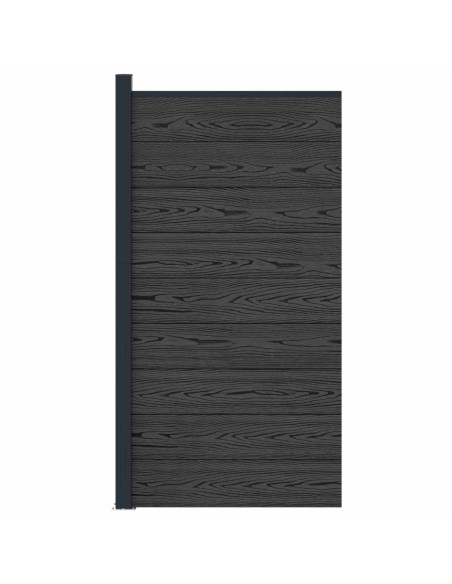 Pannello di Recinzione WPC e Alluminio Nero