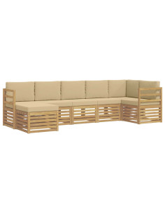 Set di divani da esterno 7 pcs Bianco e Beige 2
